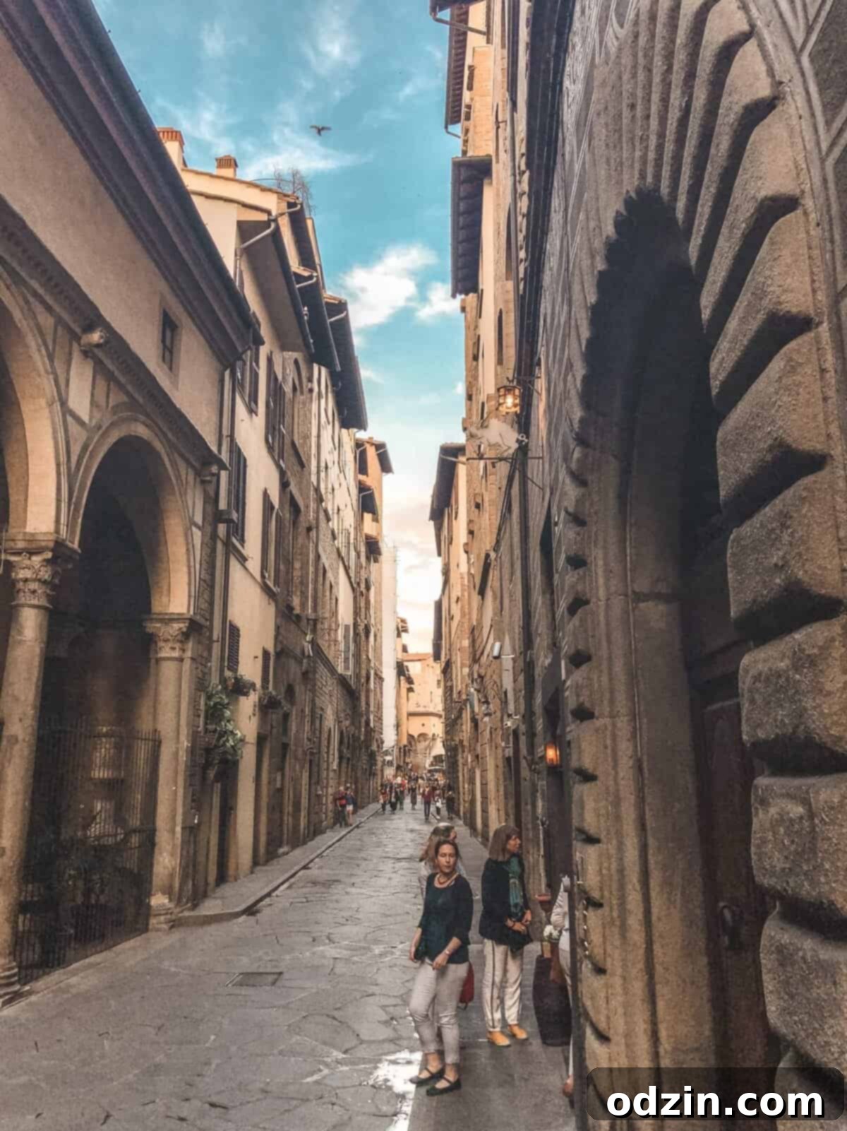 the streets of Florence at sunset