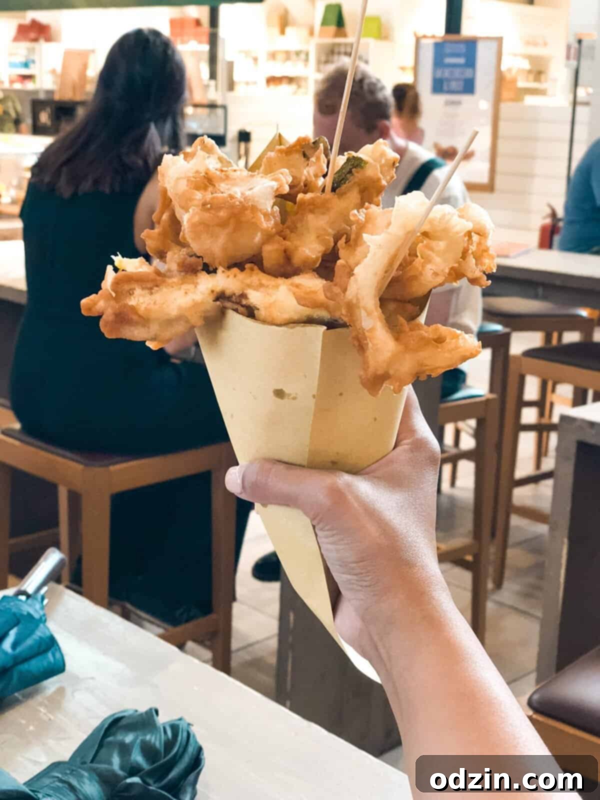 fried veggies in a cone at the Mercato Centrale
