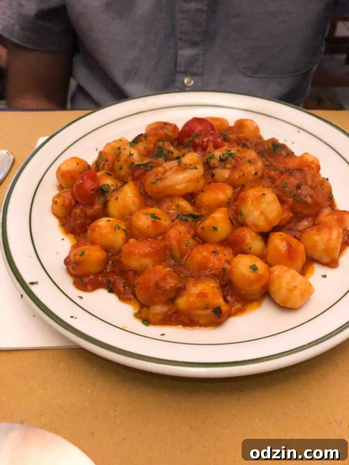 shrimp with gnocchi at Osteria del Cinghiale Bianco