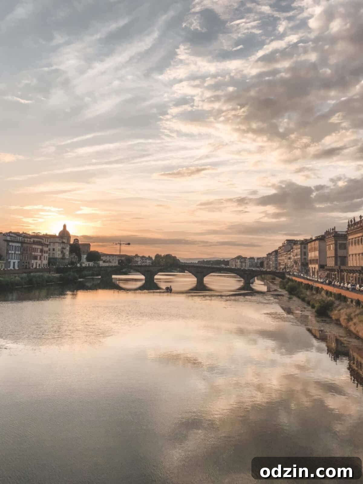 Florence with the sunsetting behind it