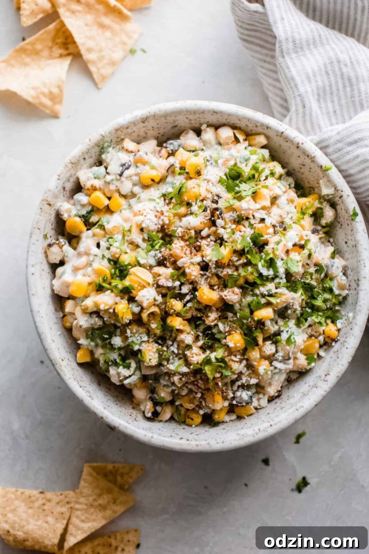 bowl of prepared elites dip on grey surface