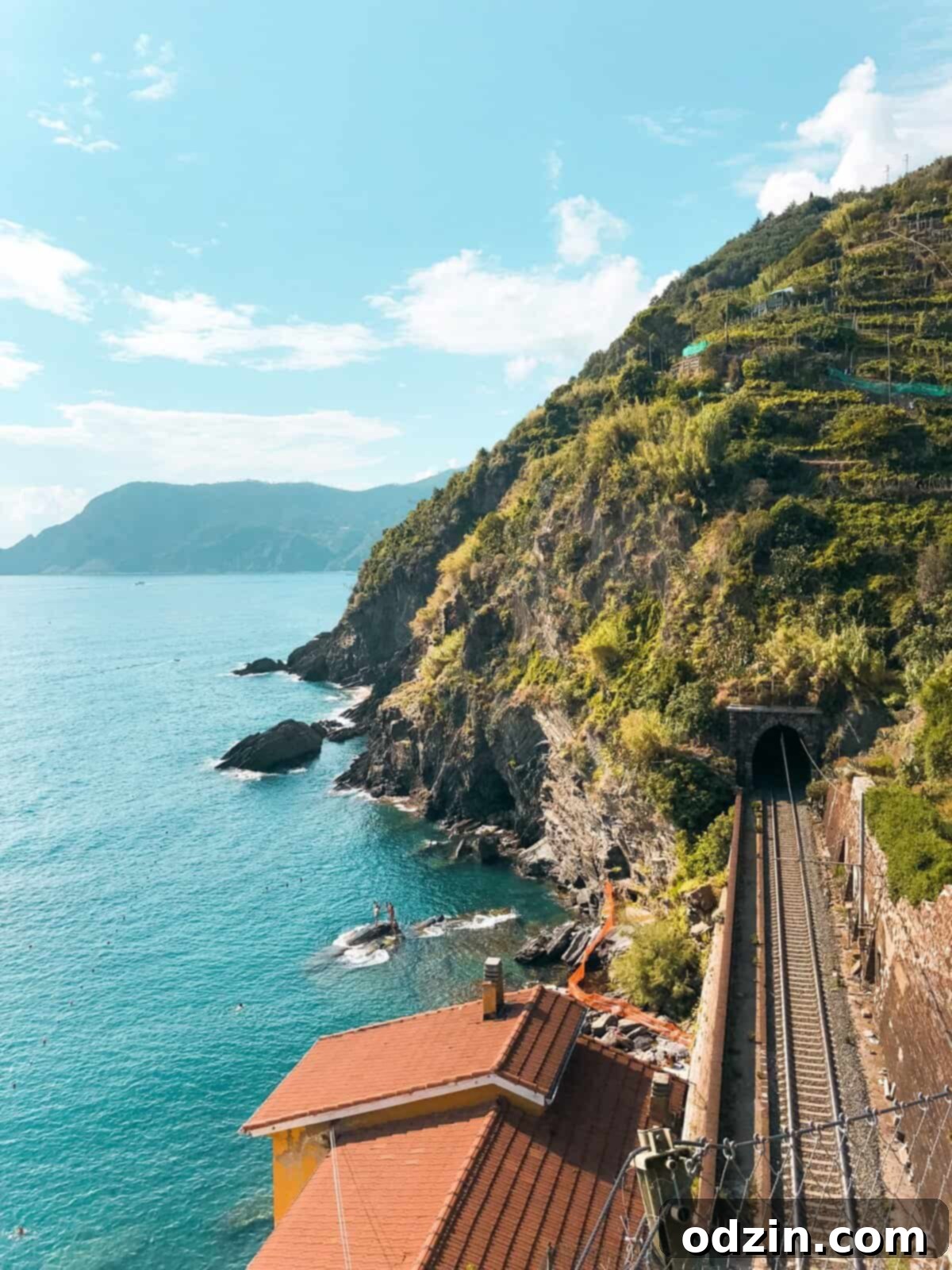 the view from the train station from one of the fishing villages of Cinque Terre