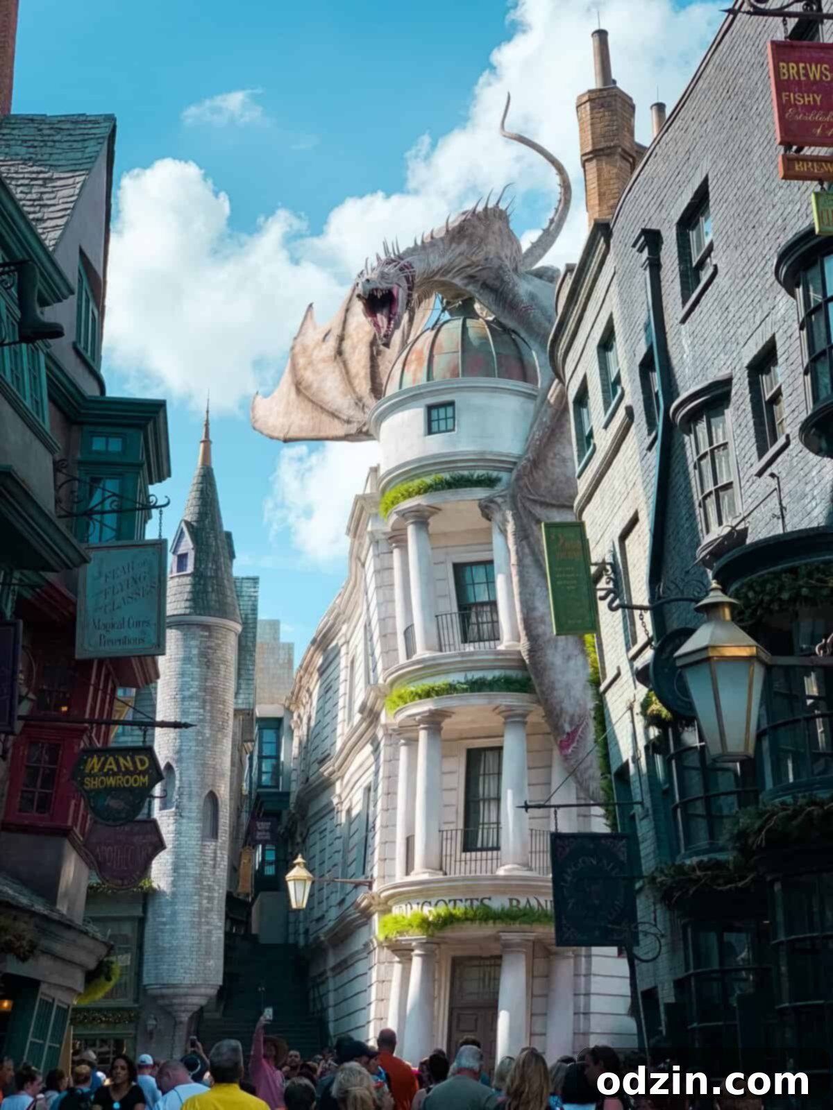 Maximize Your Wizarding World Experience 2 Gringotts Bank with a dragon on top at Universal Studios Orlando
