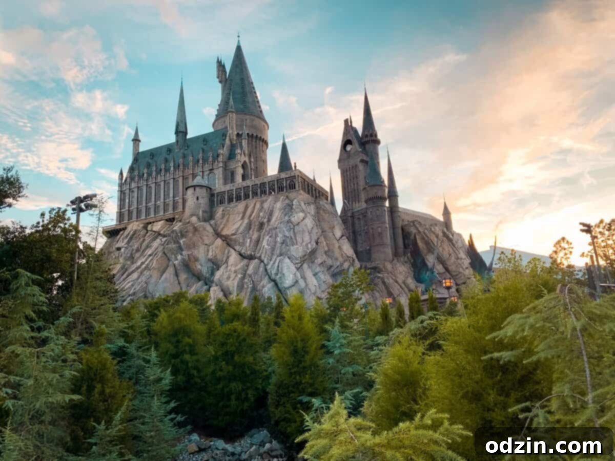 Maximize Your Wizarding World Experience 10 Hogwarts at sunset at the Wizarding World of Harry Potter in Universal Studios Orlando