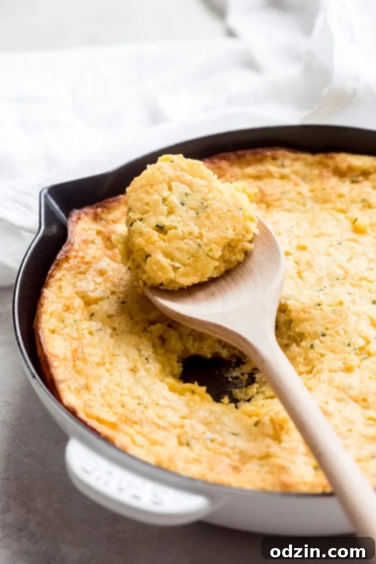 Garlic Cheddar Chive Spoonbread (aka Corn Pudding) recipe card image