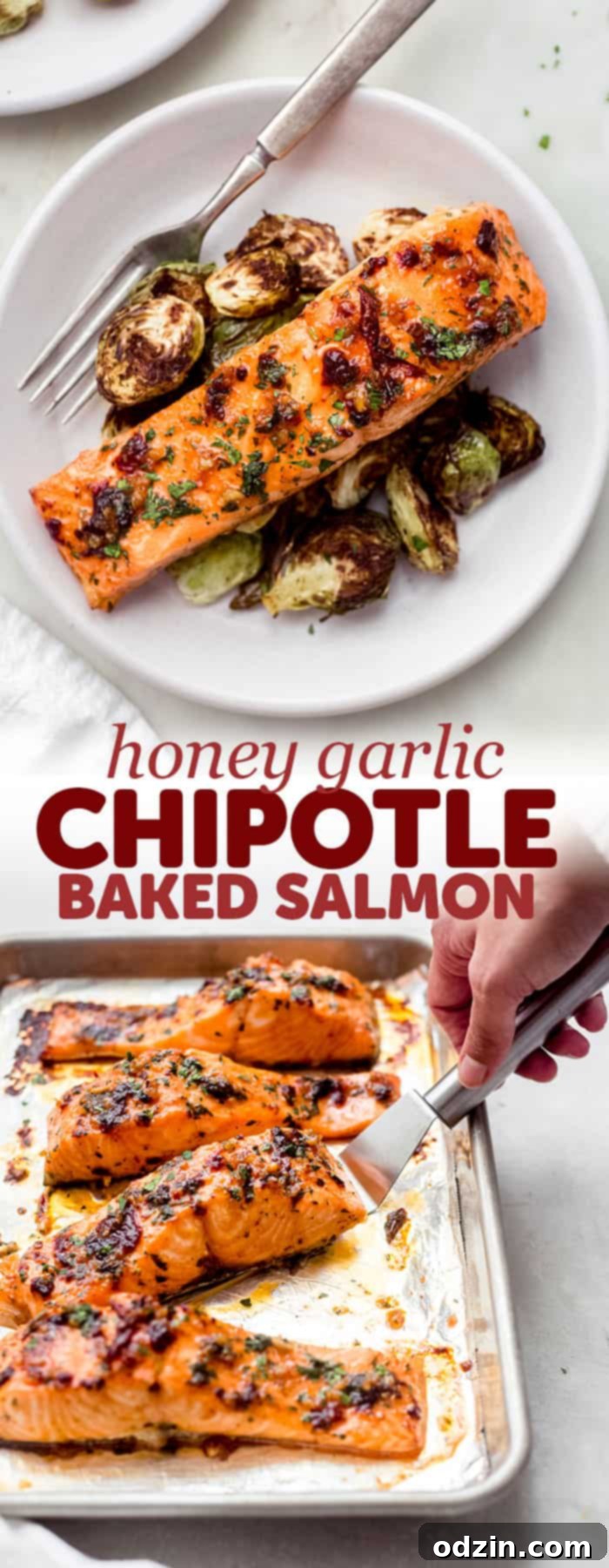 Long Pinterest pin image featuring Garlic Honey Chipotle Salmon, highlighting it as an easy and delicious meal prep friendly recipe