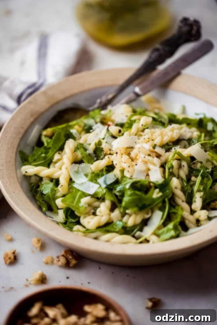 lemon basil arugula salad in a bowl lemon basil arugula salad in a bowl