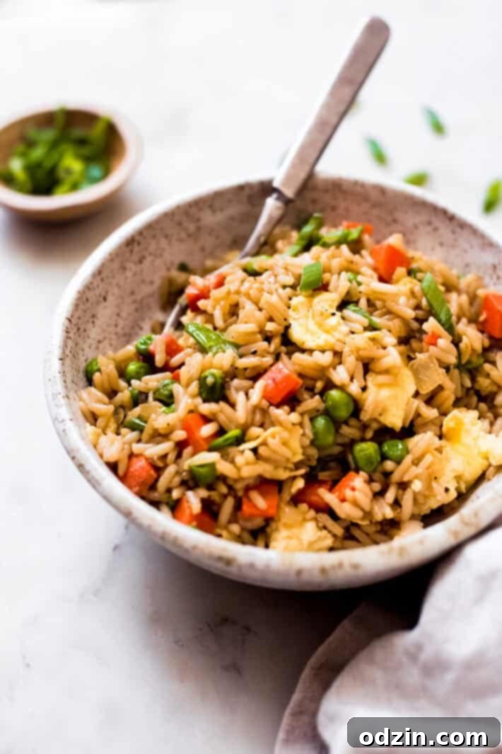 close up homemade fried rice in a bowl