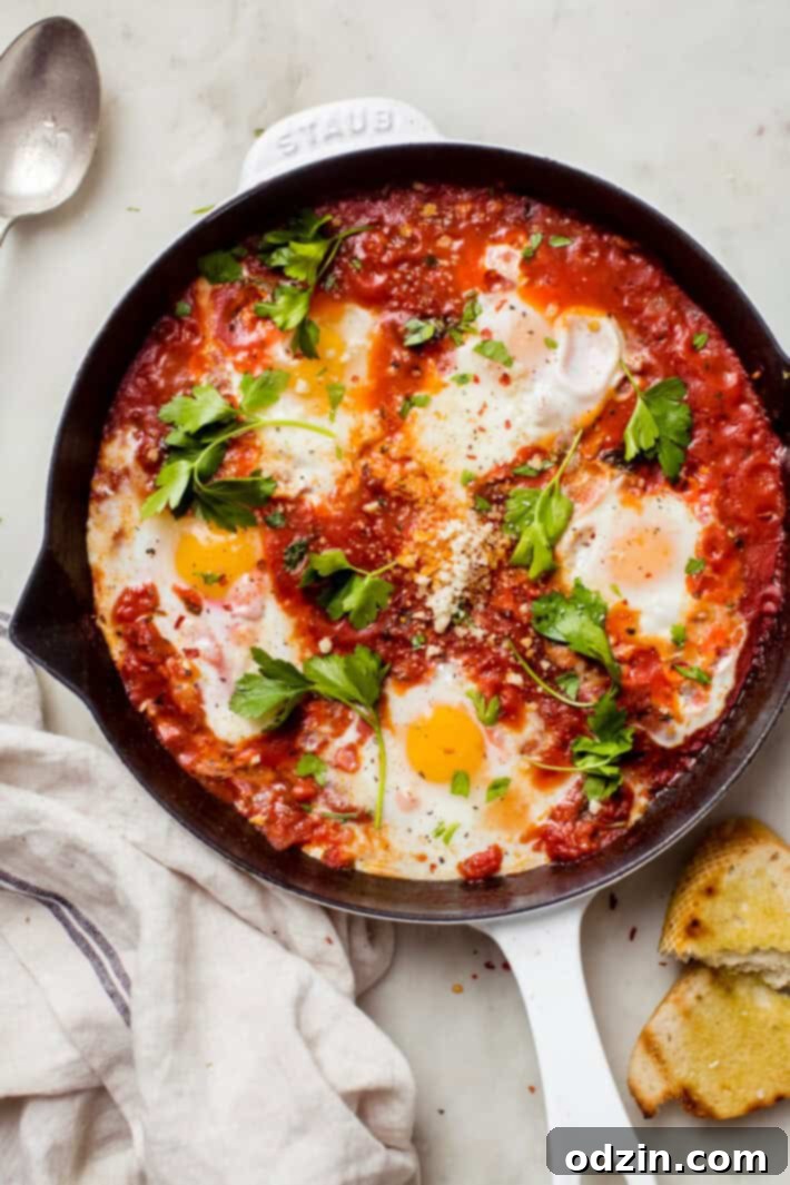 eggs in purgatory in a cast iron skillet eggs in purgatory in a cast iron skillet