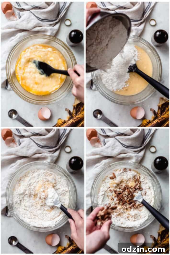 process shots for how to make banana bread