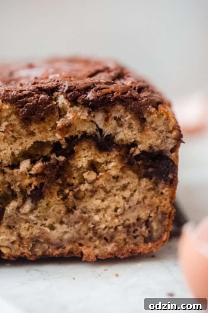 crumb on homemade banana bread