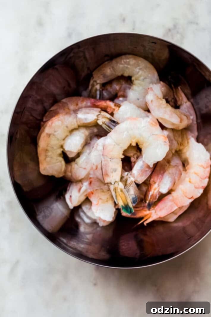 raw peeled shirmp prepared for cooking