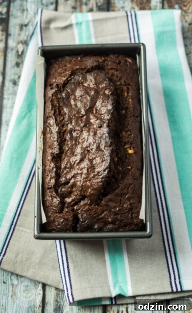 A perfectly baked slice of Chocolate Coconut Zucchini Bread with melted chocolate chips