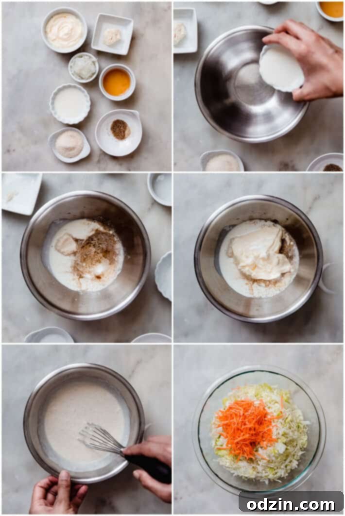 The Perfect Summer Coleslaw 4 the process of preparing the dressing for coleslaw recipe