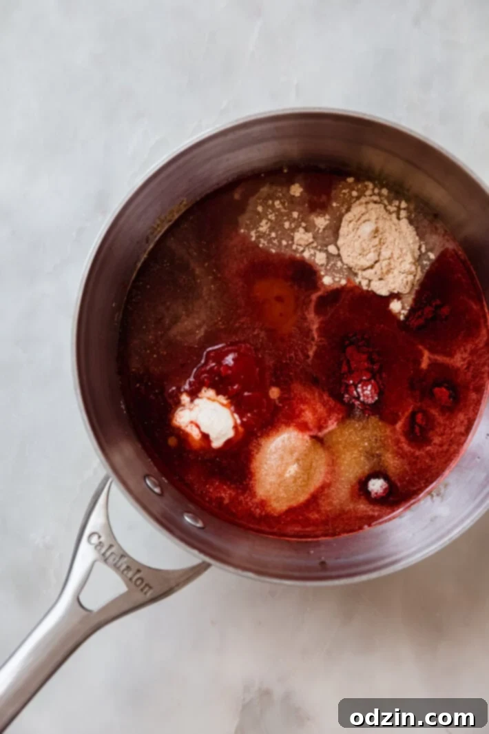 ingredients for homemade bbq sauce in saucepan before simmering