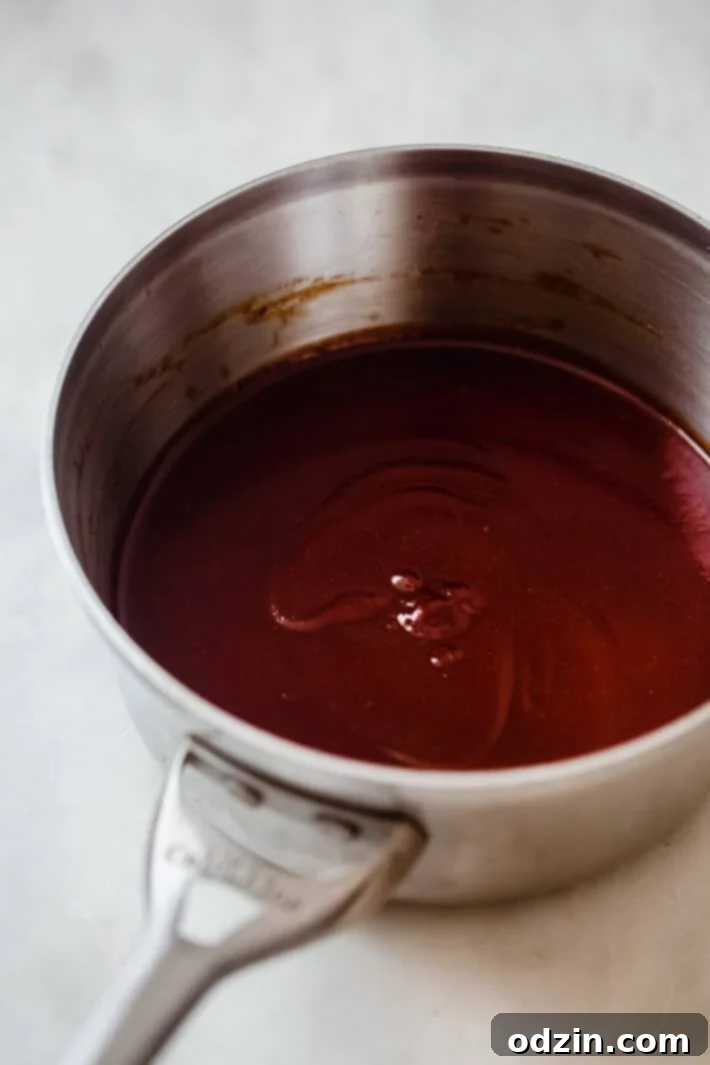 freshly prepared bbq sauce in saucepan