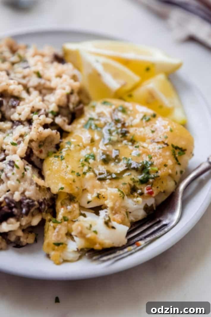 The Ultimate Pan-Fried Fish with Fresh Basil and Zesty Lemon Butter 7 plate with prepared mushroom risotto and crumbled fried fish