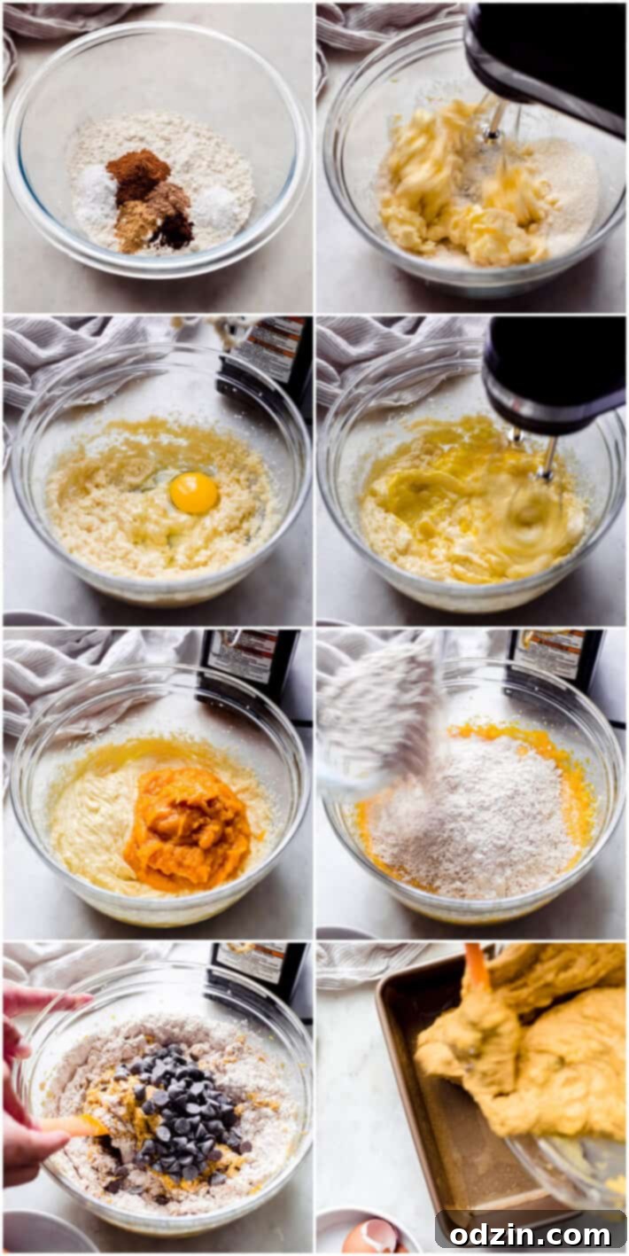 process shots of making pumpkin bread