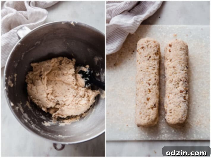 pecan cookie dough and logs