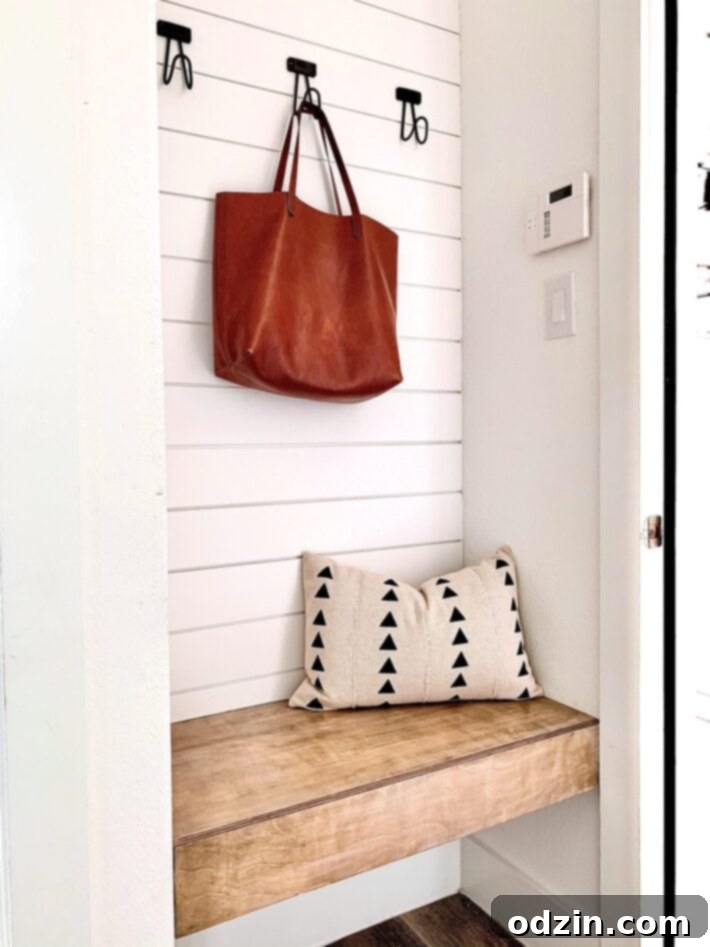 picture of DIY bench and shiplap in mud area