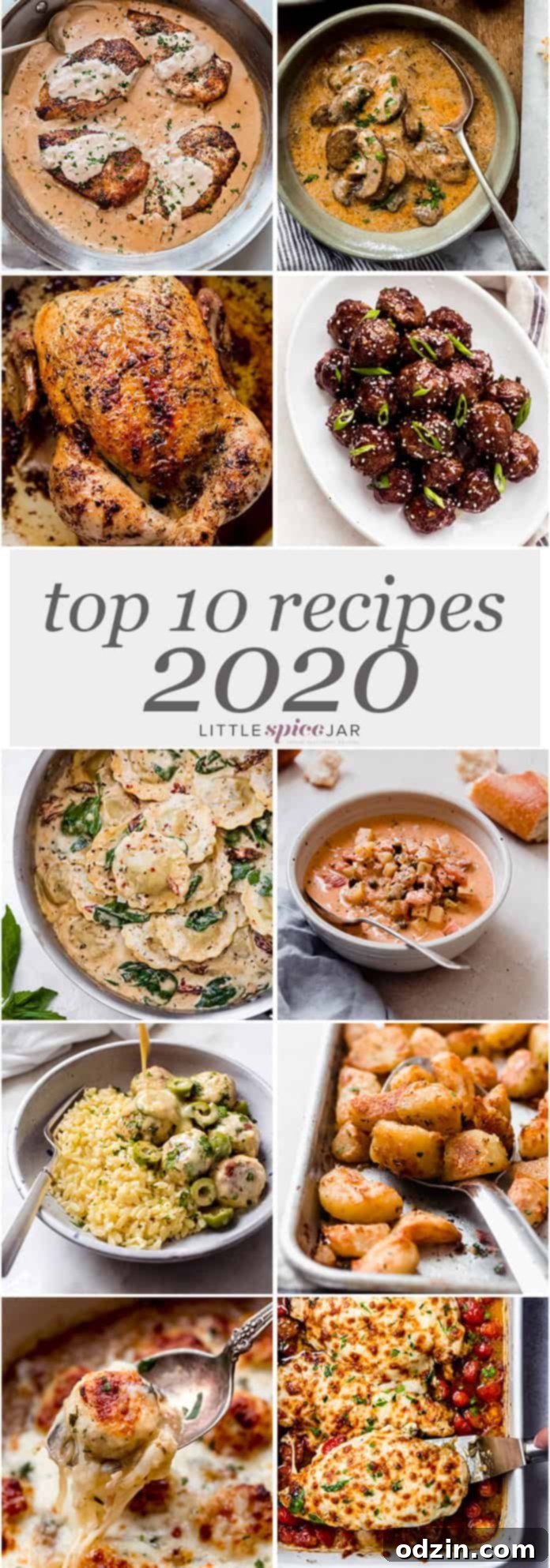 top 10 recipes of 2020 in one pinterest image