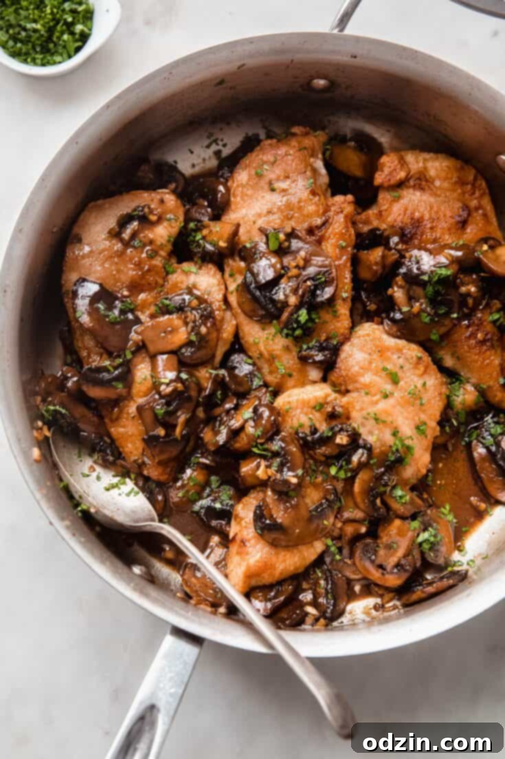 Easy Balsamic Mushroom Chicken plated with sides