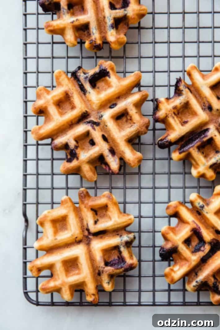 prepared waffles on wire rack