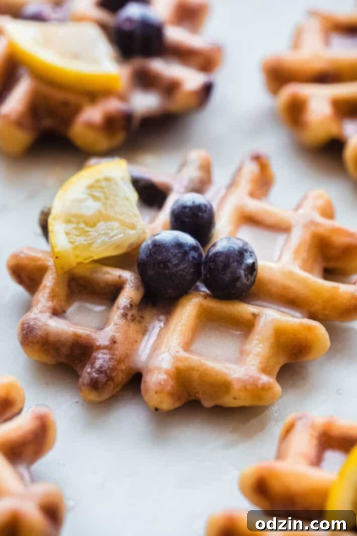 glistening glaze waffle on white marble