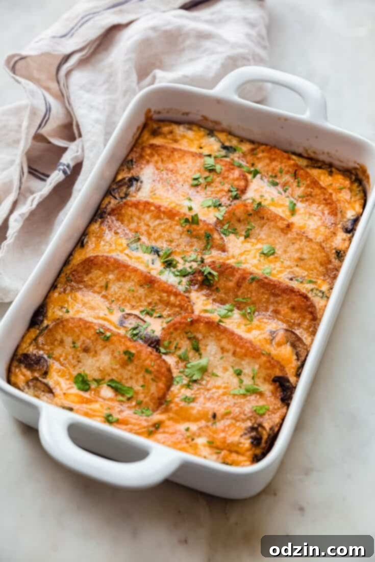 Sautéed Spinach Mushroom Cheddar Hash Brown Casserole