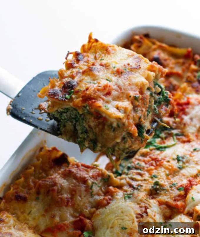 Skinny Mushroom Spinach Lasagna