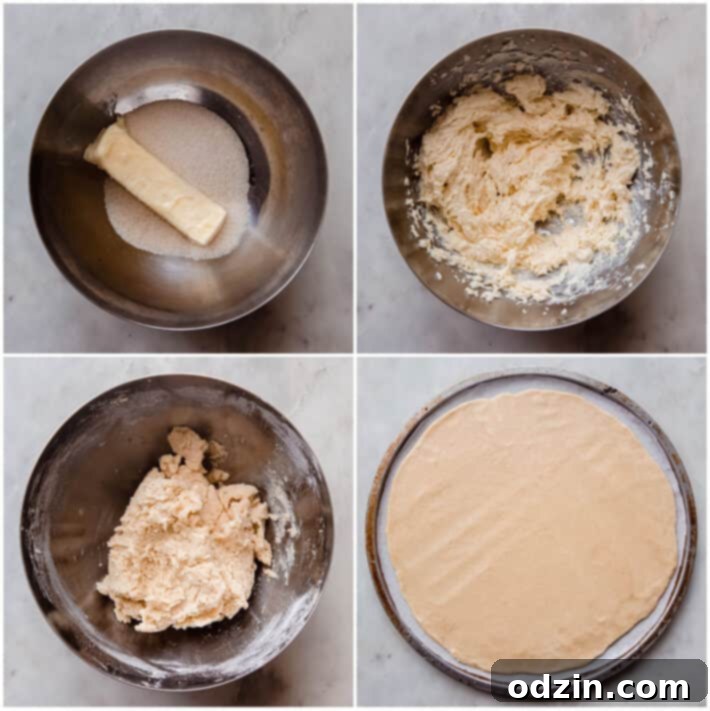 process of creaming butter and sugar and making the sugar cookie base