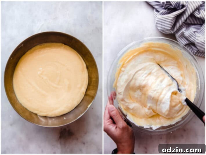 Effortless Homestyle Banana Pudding 4 vanilla pudding and vanilla pudding being mixed with freshly whipped cream