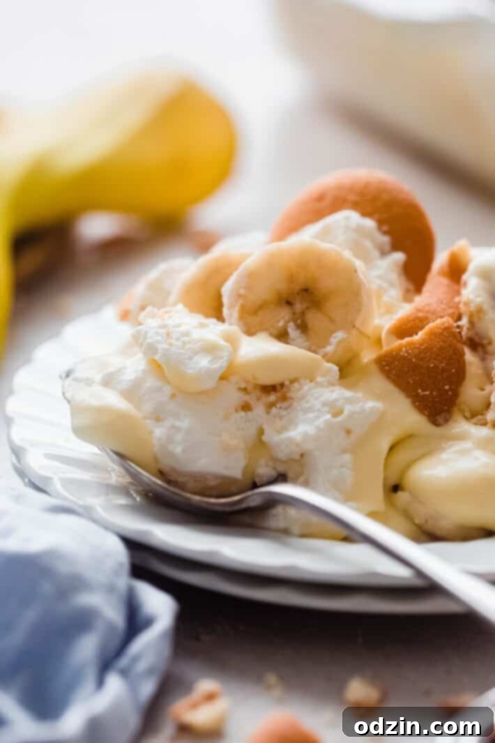 Effortless Homestyle Banana Pudding 8 banana pudding in plate with spoon