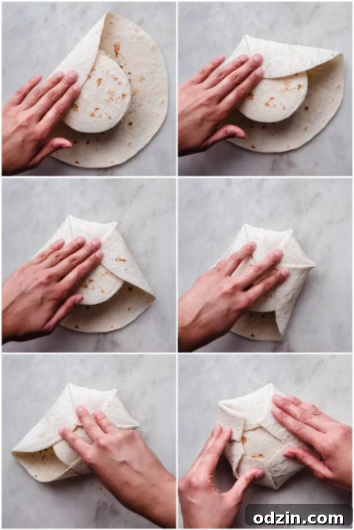 images showing the steps to fold a Crunchwrap