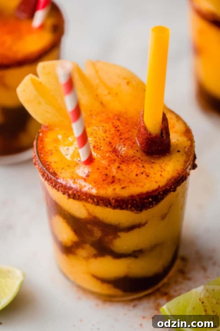 Tamarind straw in a delicious Chamoyada drink