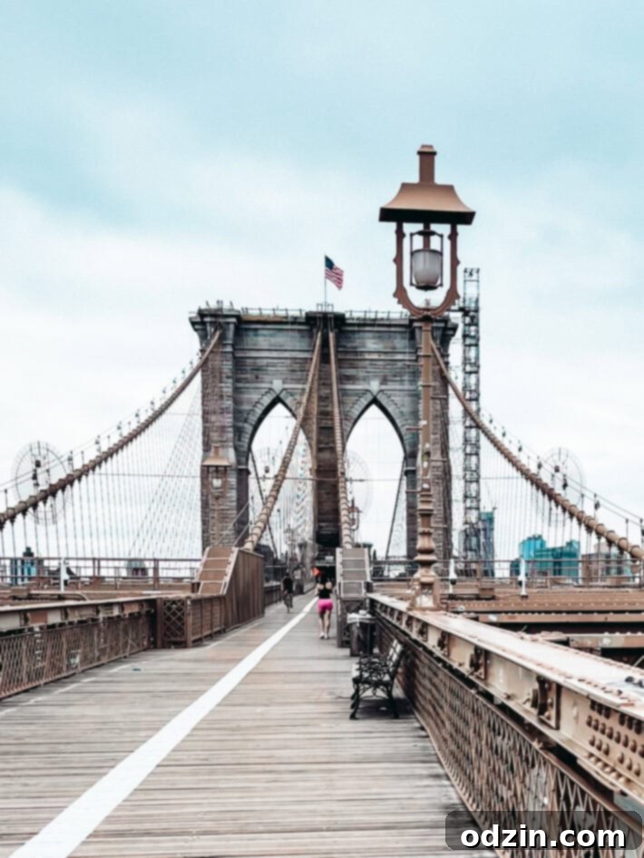 cloudy day at the Brooklyn Bridge