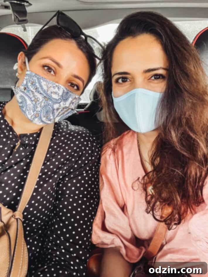 us with masks in an uber