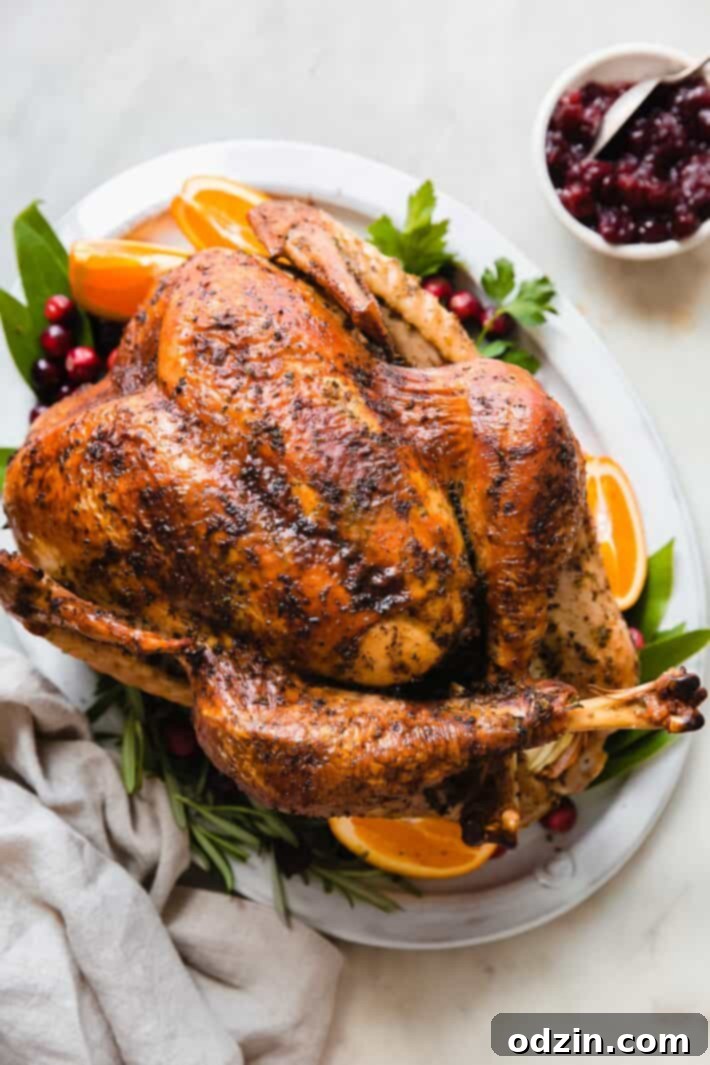 whole prepared thanksgiving turkey on platter