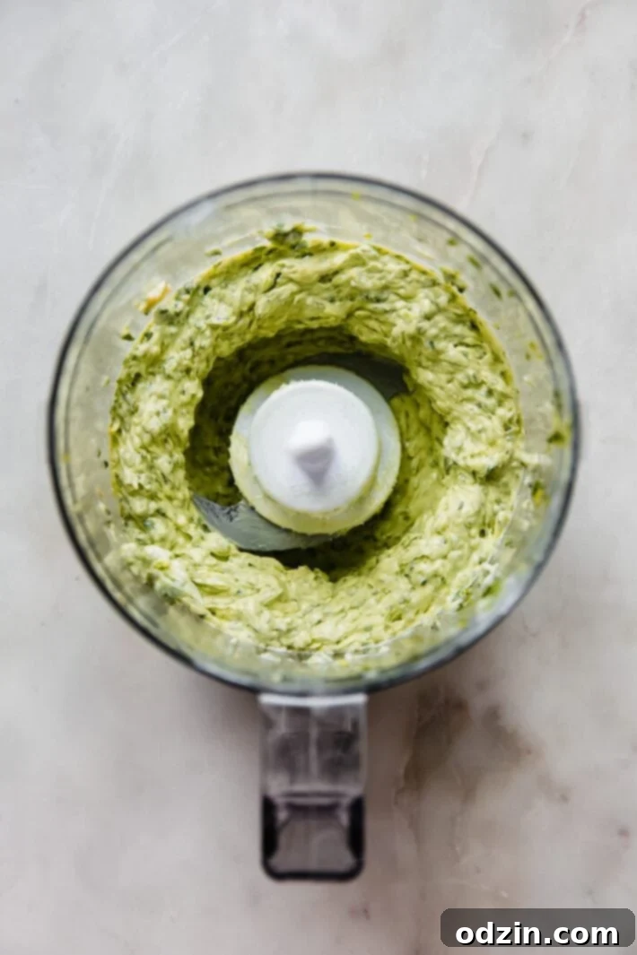 prepared herb butter in food processor