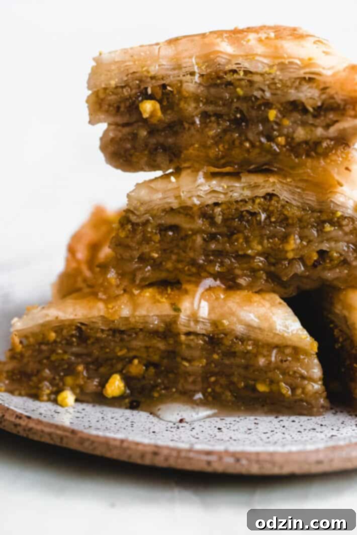 stack of baklava on plate
