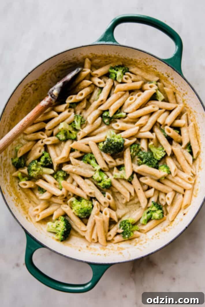 Velvety Pesto Chicken Pasta 5 penne in creamy pesto sauce with broccoli