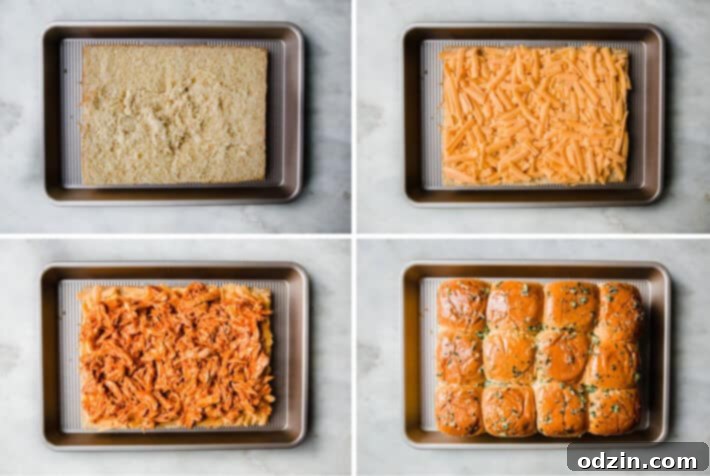 Buffalo Chicken Sliders: Spicy Bites, Creamy Slaw 4 sliders construction