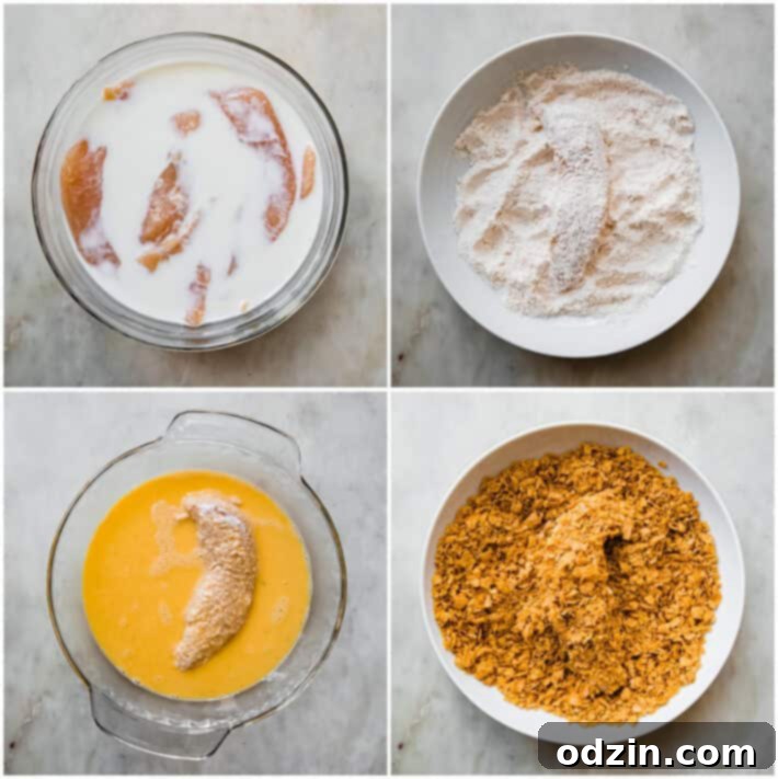 Golden Crispy Air Fryer Chicken Tenders 4 dredging process for air fryer chicken