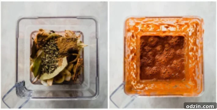 Birria de Res Stovetop and Instant Pot 4 blend before and after of chile sauce