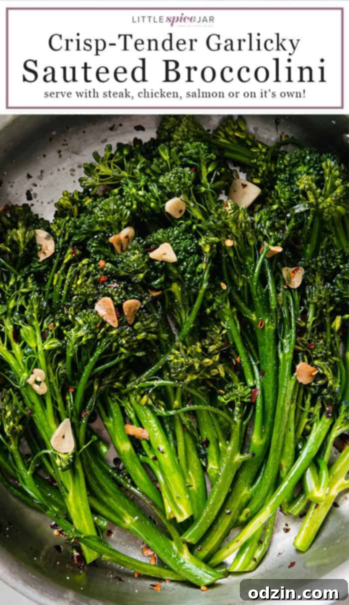 Pinterest icon for sharing this delicious garlic sautéed broccolini recipe.