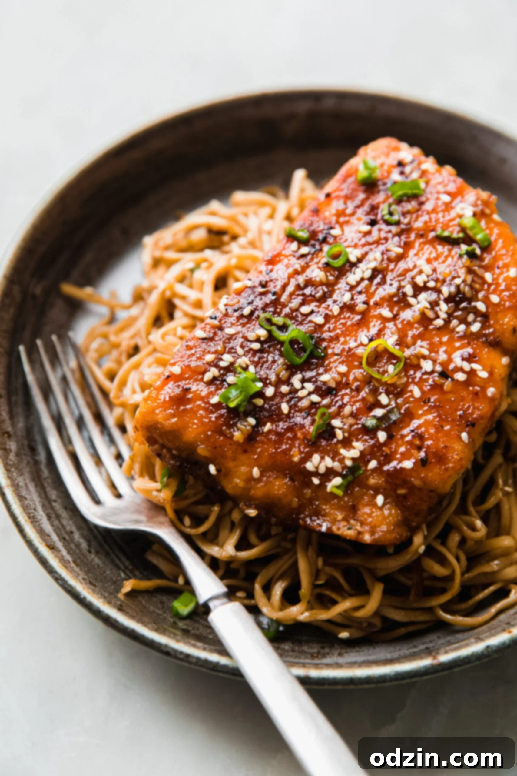 Teriyaki Sesame Salmon with Ginger Noodles