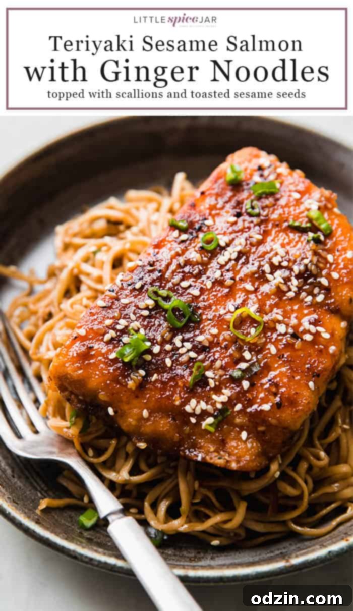 Teriyaki Sesame Salmon with Ginger Noodles