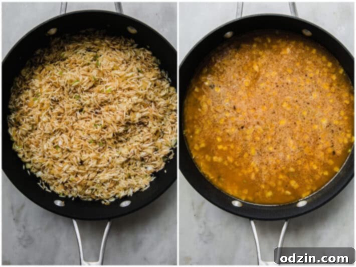 sautéed rice with and without broth