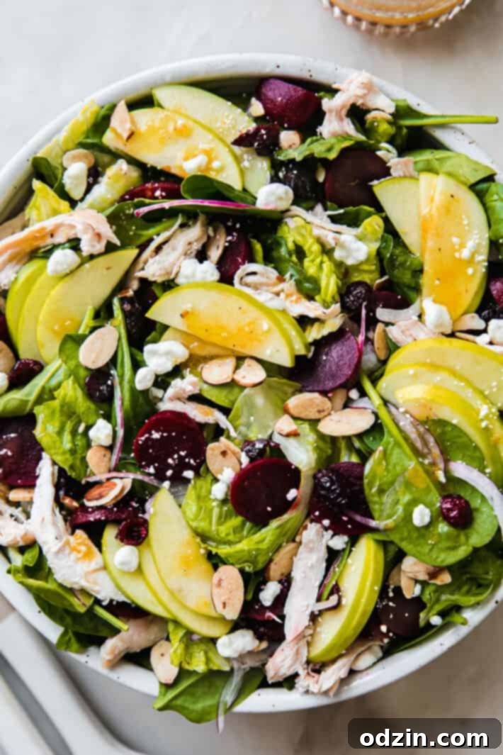 Vibrant Beet Salad with Zesty Citrus Vinaigrette 6 Close-up of a beautifully dressed pickled beet salad, showing off its various colorful ingredients and vibrant dressing