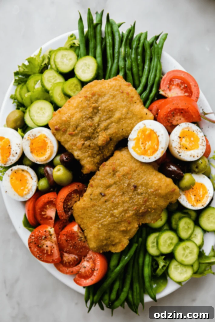 Cod Niçoise salad on platter